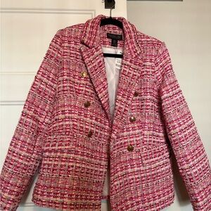 Rachel Zoe Pink Tweed Blazer with Gold Buttons